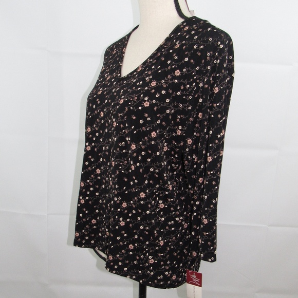 JM Collection Flowery Top Size XL 3/4 Sleeve NEW - Picture 3 of 7